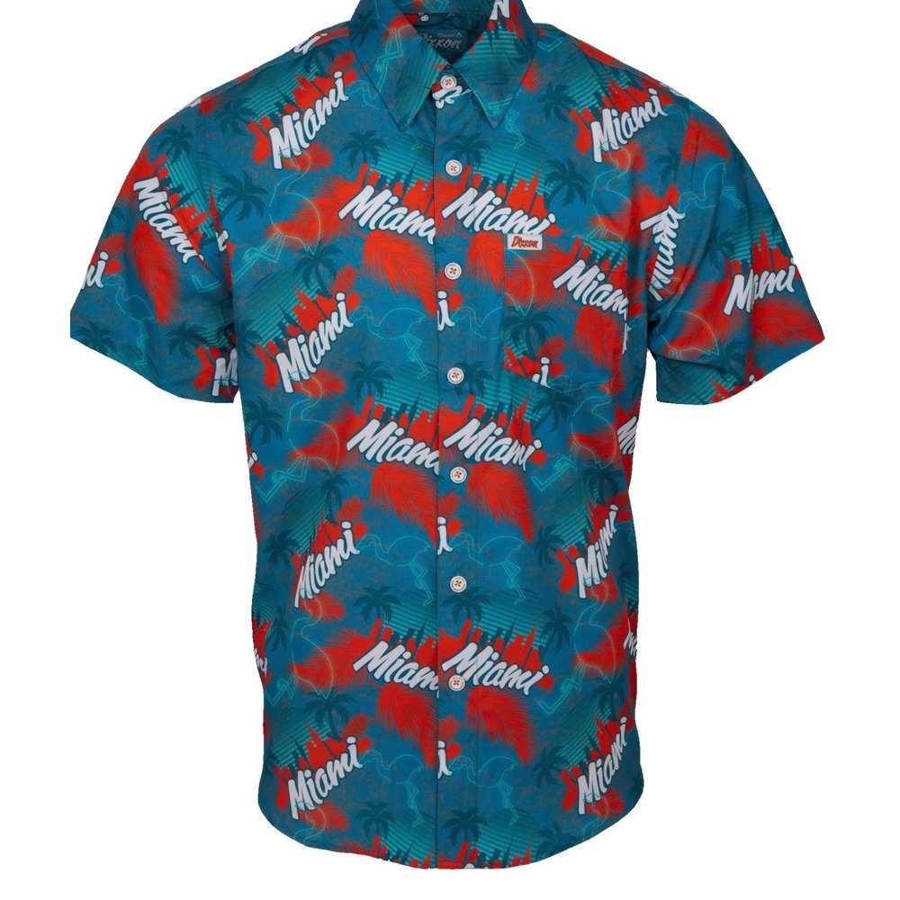 Dixxon Flannel Co The Vice Miami Teal Orange Tropical Button Up Shirt Mens Small